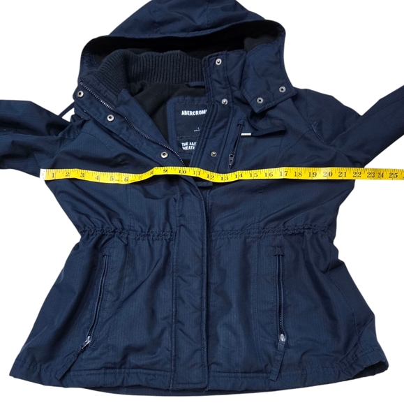 Abercrombie & Fitch Navy Blue Winter Coat Jacket Hoodies Size L - Picture 6 of 8